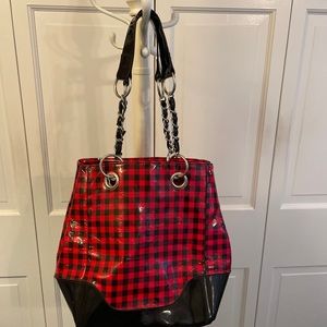 Plaid handbag with chain handles - really cute !